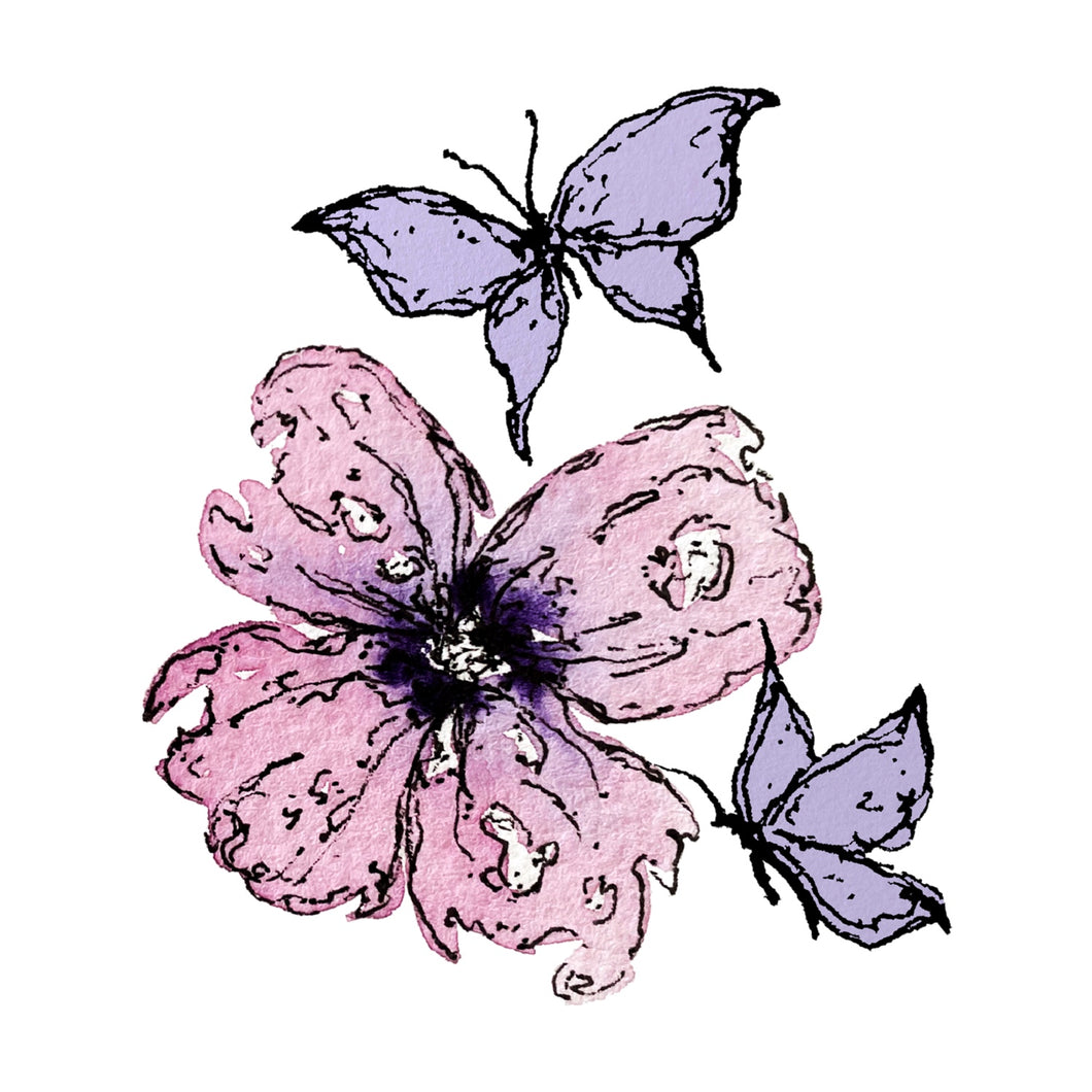 butterfly flower sticker